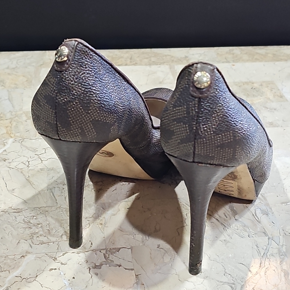 Michael Kors Hamilton MK Padlock Pumps Black Brown Platform Size 5 - Picture 6 of 12